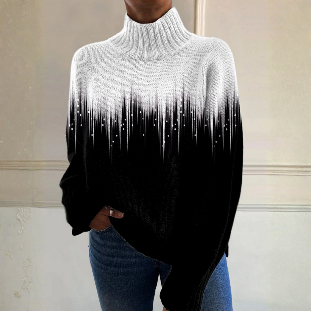 Penelope - Romantic flash ray print turtleneck sweater