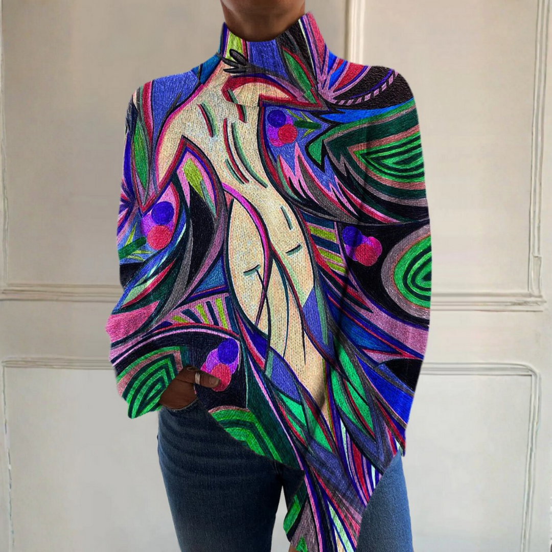 Grace - Retro abstract nude poster crochet sweater