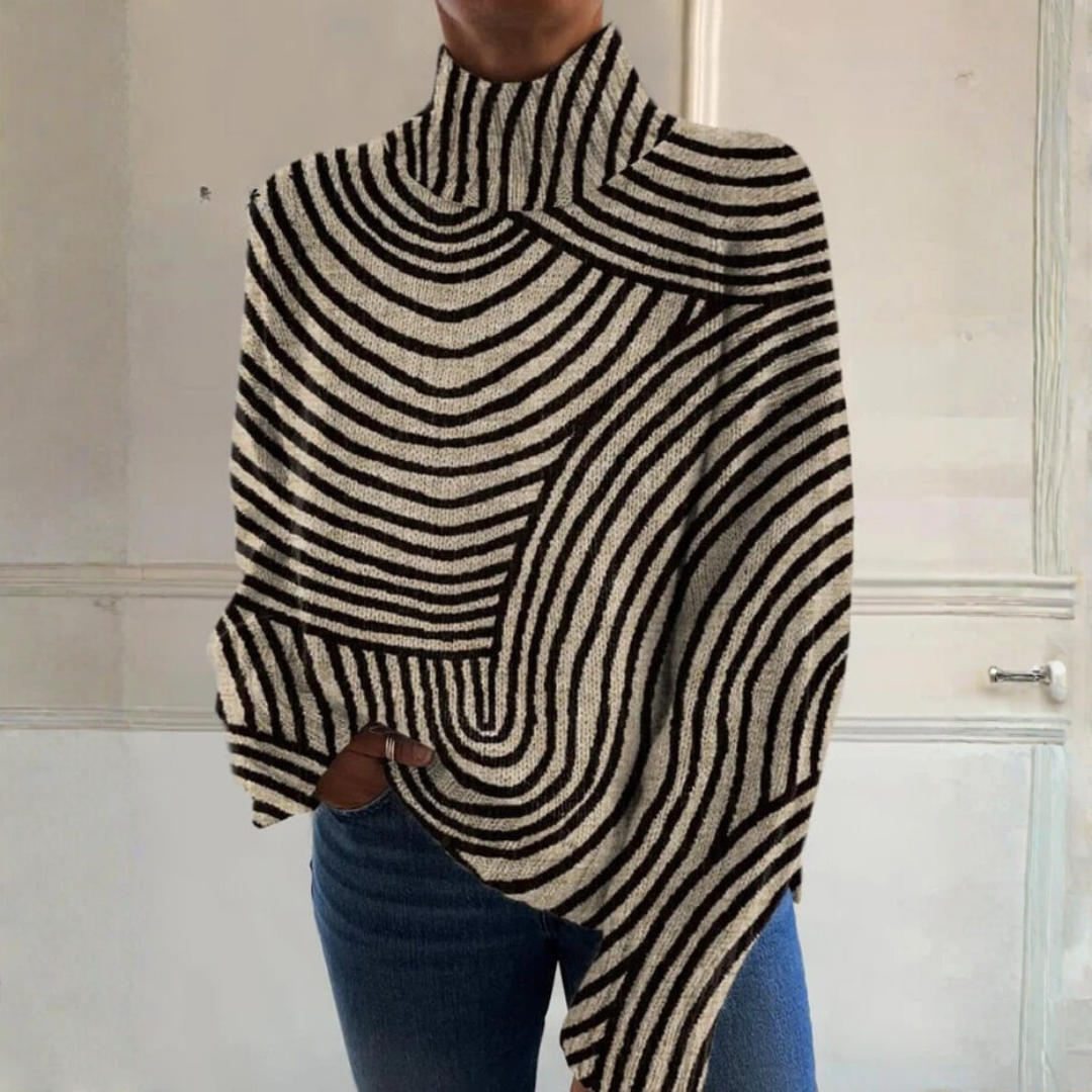 Harper - Vintage hand-drawn print turtleneck sweater
