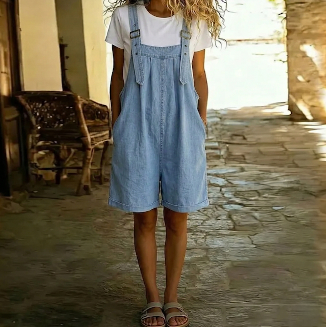 Michelle | Vintage Cotton Feel Denim Short Overall