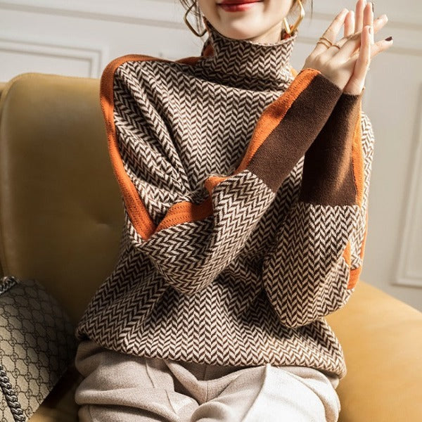 Bianca - Herringbone Luxe Turtleneck