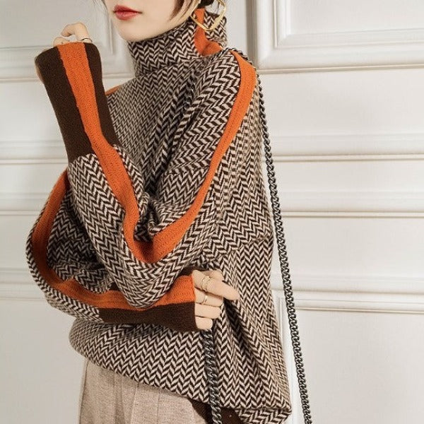 Bianca - Herringbone Luxe Turtleneck