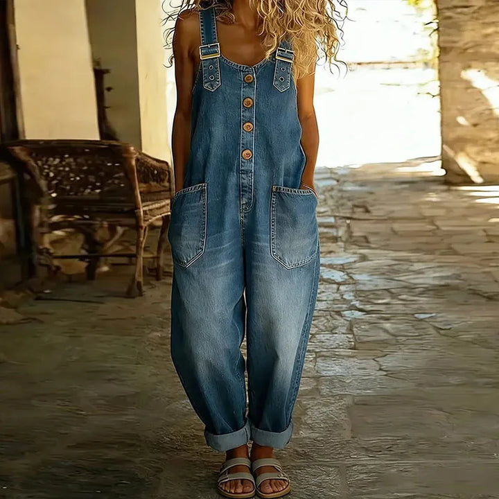 Mara | Vintage Cotton Denim-Look Overalls