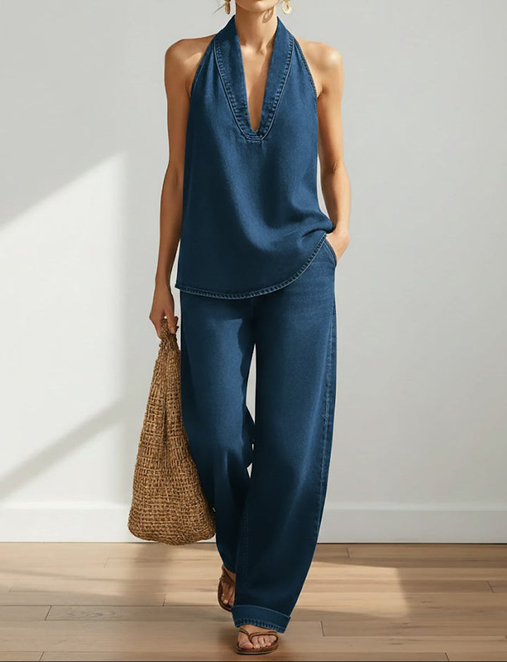Saylor | Vintage Soft Denim-Look Two-Piece Set